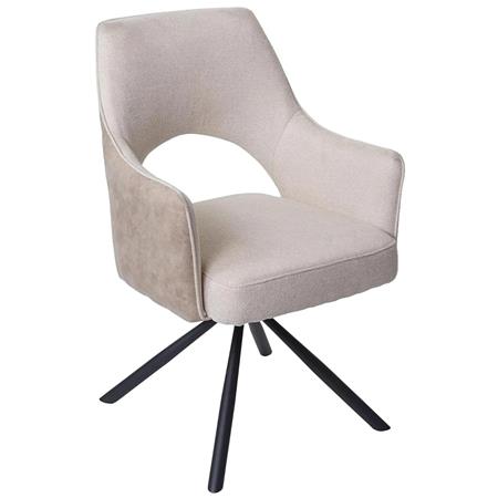 Cadeira de Visita ANNIE, Giratória, Design Moderno, Pernas Metálicas, em Tecido, Cor Creme
