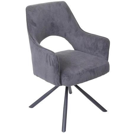 Cadeira de Visita ANNIE, Giratória, Design Moderno, Pernas Metálicas, em Veludo, Cor Cinzento Escuro