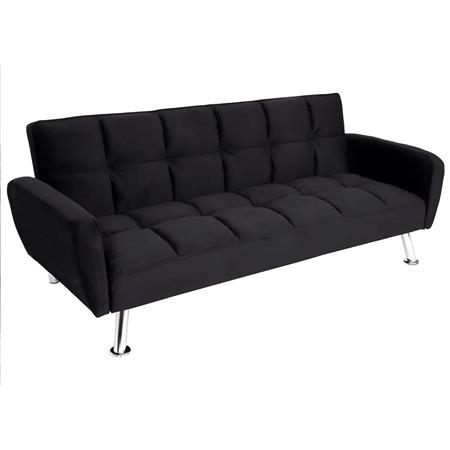 Sofá de 3 lugares ERMES, Encosto Rebatível, Conversível em Cama, em Tecido, cor Preto