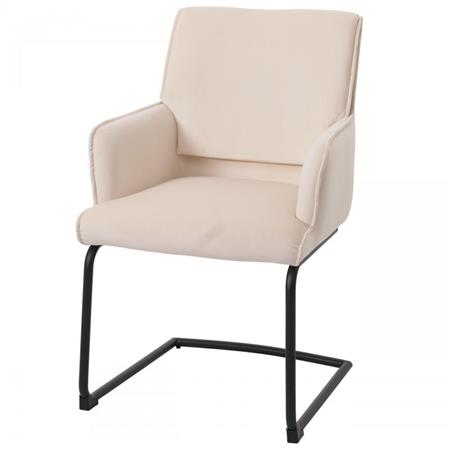 Cadeira de Visita NICHOLS, Design Moderno, Estrutura Metálica, em Tecido, cor Creme