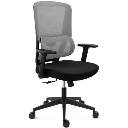 Cadeira Ergonómica SUPRA, Suporte Lombar, Uso 8h, em Tecido e Malha Respirável, em Cinzento