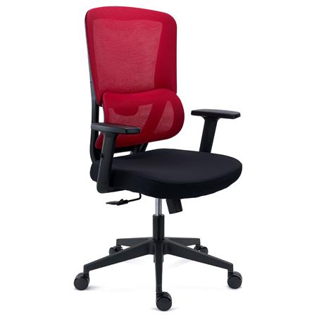 Cadeira Ergonómica SUPRA, Suporte Lombar, Uso 8h, em Tecido e Malha Respirável, em Vermelho