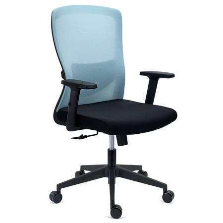 Cadeira de Escritório NOTE, Suporte Lombar Ajustável, Uso 8h, em Tecido e Malha Respirável, em Azul