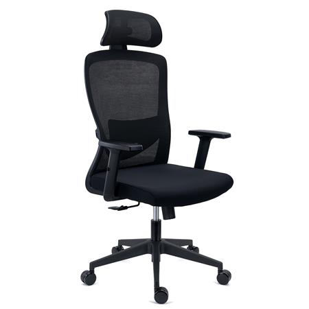 Cadeira de Escritório NOTE PRO, Apoia Cabeças, Suporte Lombar Ajustável, Uso 8h, em Tecido e Malha Respirável, em Preto