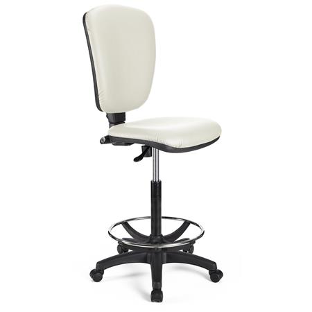 DEMO# Banco de Escritório CALIPSO SEM BRAÇOS PELE, Encosto ajustável, Bom Acolchoado em Pele, cor Branco