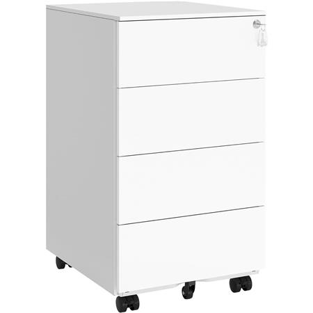 Armário Arquivador ABBY, 4 Gavetas Com Rodas, Dimensões 39x45x69cm, Cor Branco
