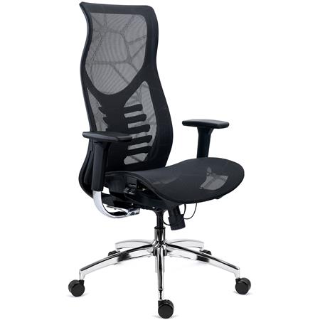 DEMO# Cadeira Ergonómica VICTUS, Encosto Alto com Suporte Lombar, Assento Deslizante, em Preto