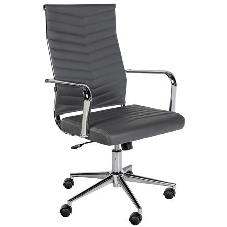 Cadeira de Escritório KOBE, Design Elegante e Moderno, Base Metálica, em Pele, cor Cinzento