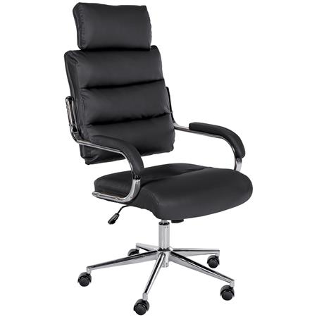 Poltrona de Escritório SALEM, Design Elegante e Moderno, em Pele, cor Preto
