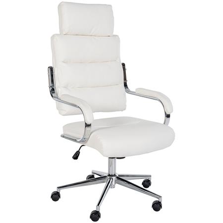 Poltrona de Escritório SALEM, Design Elegante e Moderno, em Pele, cor Branco