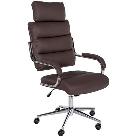 Poltrona de Escritório SALEM, Design Elegante e Moderno, em Pele, cor Castanho