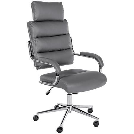 Poltrona de Escritório SALEM, Design Elegante e Moderno, em Pele, cor Cinzento