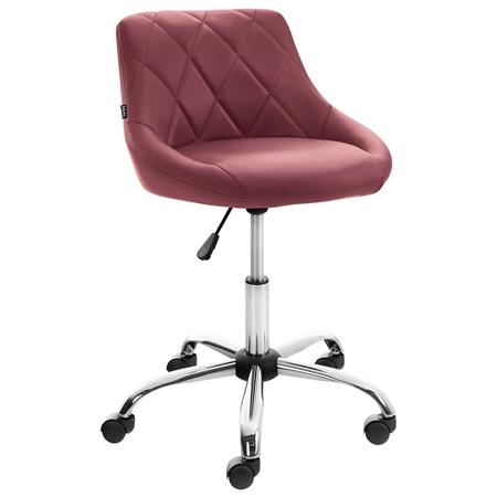 Cadeira de Escritório DOVER, Design Moderno e Elegante, Estrutura Metálica, em Pele, cor Vermelho Burdeos