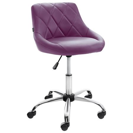 Cadeira de Escritório DOVER, Design Moderno e Elegante, Estrutura Metálica, em Pele, cor Roxo