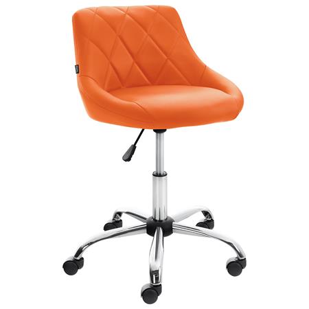 Cadeira de Escritório DOVER, Design Moderno e Elegante, Estrutura Metálica, em Pele, cor Laranja