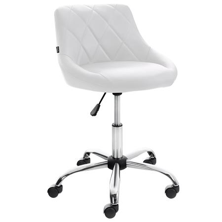 Cadeira de Escritório DOVER, Design Moderno e Elegante, Estrutura Metálica, em Pele, cor Branco