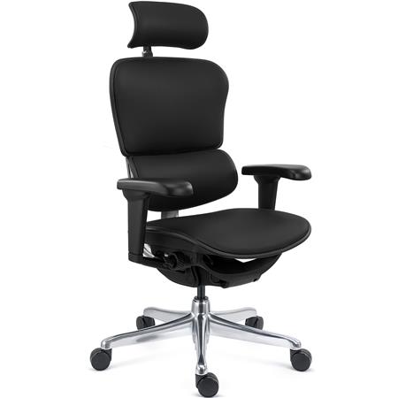 Cadeira Ergonómica ERGOULTRA, 100% Ajustável, Máximo Desempenho, Excelente Qualidade, em Pele, em Preto