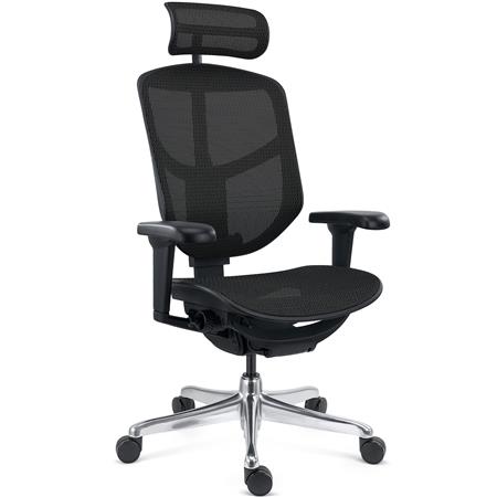 Cadeira Ergonómica ENJOY, Totalmente Ajustável, Qualidade Profissional, Design Exclusivo, em Tecido e Malha Respirável, em Preto