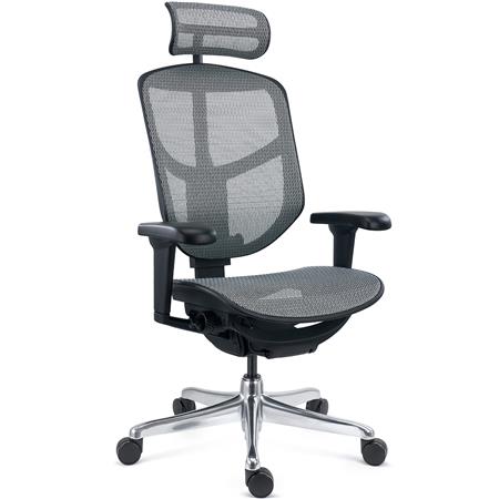 Cadeira Ergonómica ENJOY, Totalmente Ajustável, Qualidade Profissional, Design exlcusivo, em Tecido e Malha Respirável, em Cinzento