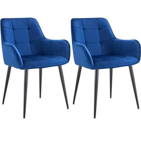 Lote 2 Cadeiras de Visita RUFUS, Design Elegante, Estrutura em Metal, em Veludo, cor Azul