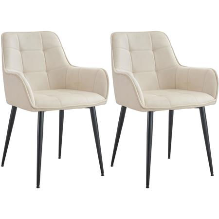 Lote 2 Cadeiras de Visita RUFUS, Design Elegante, Estrutura em Metal, em Veludo, cor Creme