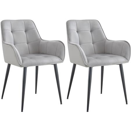 Lote 2 Cadeiras de Visita RUFUS, Design Elegante, Estrutura em Metal, em Veludo, cor Cinzento Claro