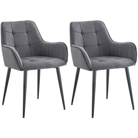 Lote 2 Cadeiras de Visita RUFUS, Design Elegante, Estrutura em Metal, em Veludo, cor Cinzento Escuro