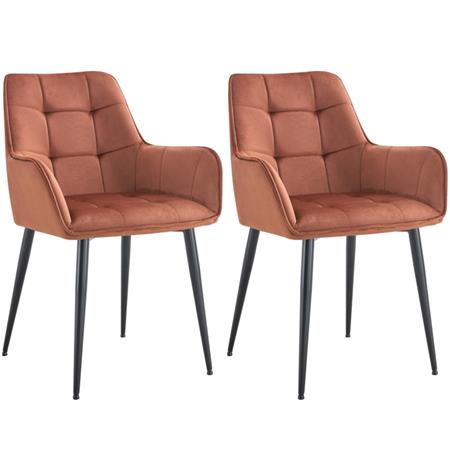 Lote 2 Cadeiras de Visita RUFUS, Design Elegante, Estrutura em Metal, em Veludo, cor Castanho