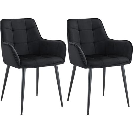 Lote 2 Cadeiras de Visita RUFUS, Design Elegante, Estrutura em Metal, em Veludo, cor Preto