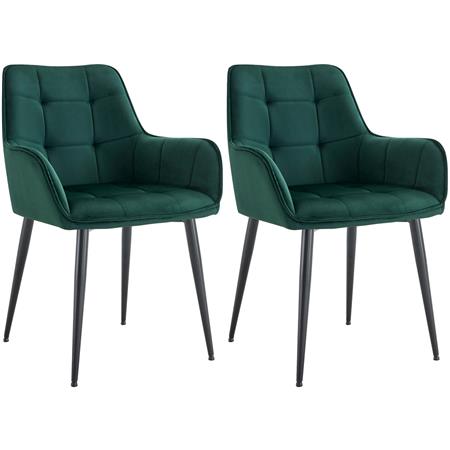 Lote 2 Cadeiras de Visita RUFUS, Design Elegante, Estrutura em Metal, em Veludo, cor Verde