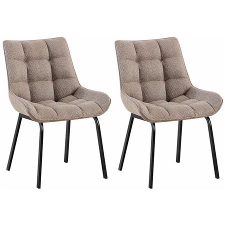 Lote 2 Cadeiras de Visita TANGO, Design Elegante, Comodidade, Pernas Pretas, em Pano Castanho Claro