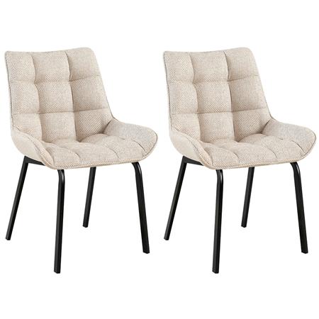 Lote 2 Cadeiras de Visita TANGO, Design Elegante, Comodidade, Pernas Pretas, em Pano Marfim