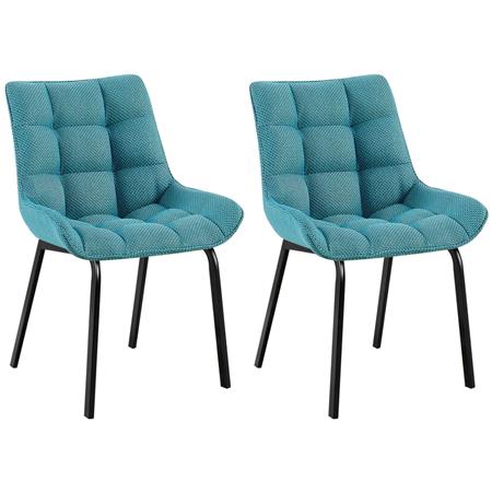 Lote 2 Cadeiras de Visita TANGO, Design Elegante, Comodidade, Pernas Pretas, em Pano Turquesa
