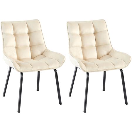 Lote 2 Cadeiras de Visita TANGO, Design Elegante, Comodidade, Pernas Pretas, em Veludo Creme