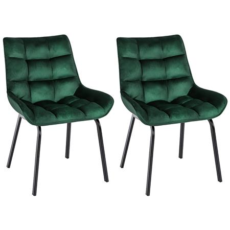 Lote 2 Cadeiras de Visita TANGO, Design Elegante, Comodidade, Pernas Pretas, em Veludo Verde