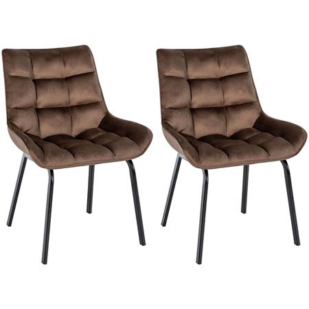 Lote 2 Cadeiras de Visita TANGO, Design Elegante, Comodidade, Pernas Pretas, em Veludo Castanho