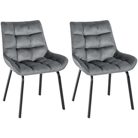 Lote 2 Cadeiras de Visita TANGO, Design Elegante, Comodidade, Pernas Pretas, em Veludo Cinzento Escuro