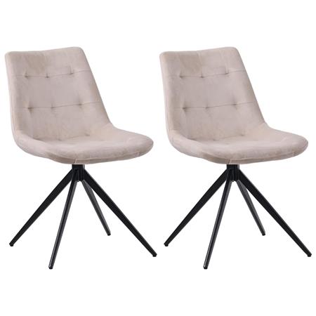 Lote 2 Cadeiras de Visita KEATON, Giratória e Acolchoada, Design Moderno, Pernas Metálicas, em Veludo, cor Creme