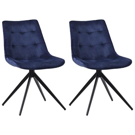 Lote 2 Cadeiras de Visita KEATON, Giratória e Acolchoada, Design Moderno, Pernas Metálicas, em Veludo, cor Azul