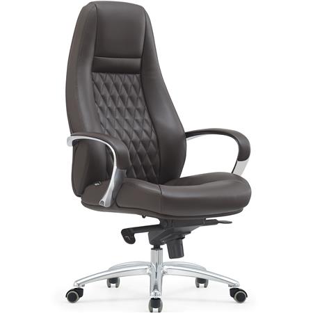 Poltrona Ergonómica TINDAYA, Design Exclusivo, Em Pele Verdadeira, Cor Castanho Escuro
