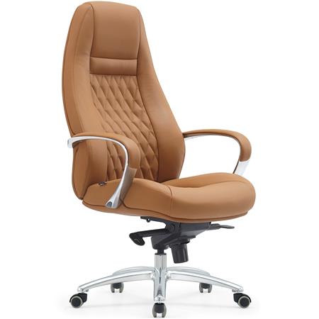 Poltrona Ergonómica TINDAYA, Design Exclusivo, Em Pele Verdadeira, Cor Castanho Claro