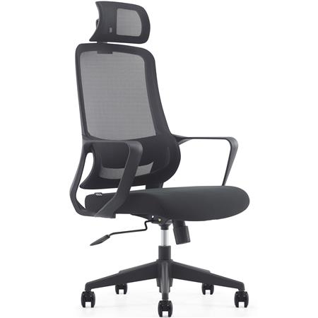 Cadeira Ergonómica LUNA, Design Moderno, Apoia Cabeças, em Tecido e Malha Respirável, em Preto