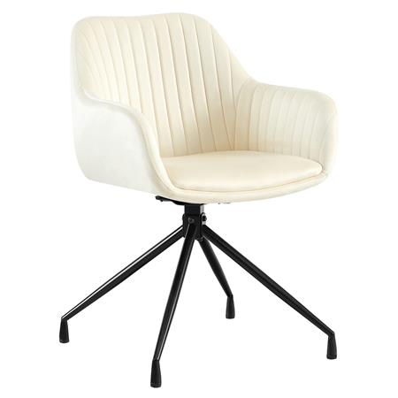 Cadeira de Visita TANNER, Design Moderno, Giratória, Pernas Metálicas, em Veludo, Cor Creme