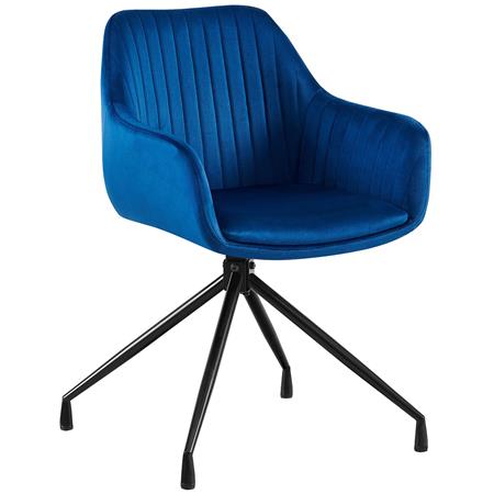 Cadeira de Visita TANNER, Design Moderno, Giratória, Pernas Metálicas, em Veludo, Cor Azul