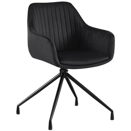 Cadeira de Visita TANNER, Design Moderno, Giratória, Pernas Metálicas, em Veludo, Cor Preto