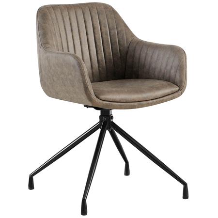 Cadeira de Visita TANNER, Design Moderno, Giratória, Pernas Metálicas, em Pele, Cor Cinzento