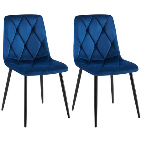 Lote de 2 Cadeiras de Visita SIAN, Estrutura Metálica, em Veludo, Cor Azul