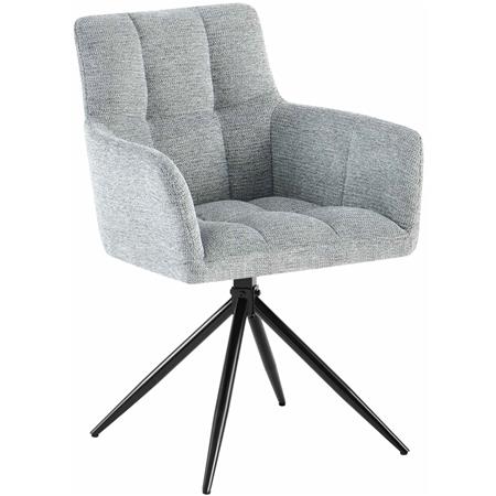 Cadeira de Visita KEMP, Design Moderno e Giratório, Pernas Metálicas, em Tecido, Cor Cinzento Claro