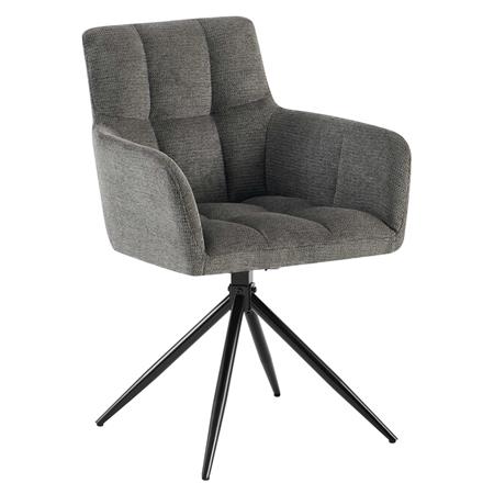 Cadeira de Visita KEMP, Design Moderno e Giratório, Pernas Metálicas, em Tecido, Cor Cinzento Escuro
