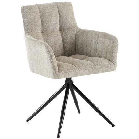 Cadeira de Visita KEMP, Design Moderno e Giratório, Pernas Metálicas, em Tecido, Cor Cinzento Acastanhado